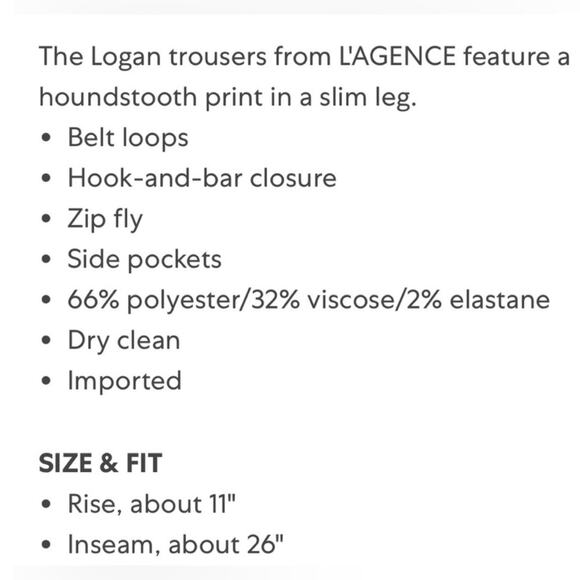 L’Agence Logan Black White Houndstooth Taper Trouser Ankle Pant - Picture 4 of 12